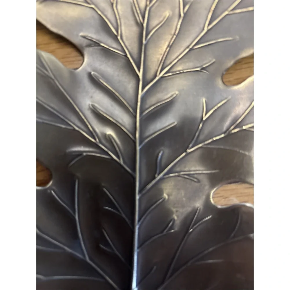 Vintage Pressed Brass Oak Leaf Dish by Apollo Studio New York, Circa 1960s